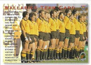 1995 Futera Rugby Union #1 Wallabies Team Card Back